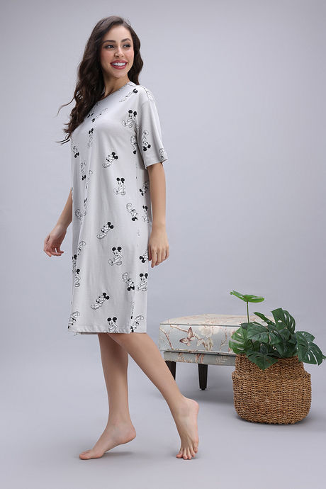 Zivame Mickey and Friends Knit Cotton Loungewear Dress - Vapor Blue — image 4